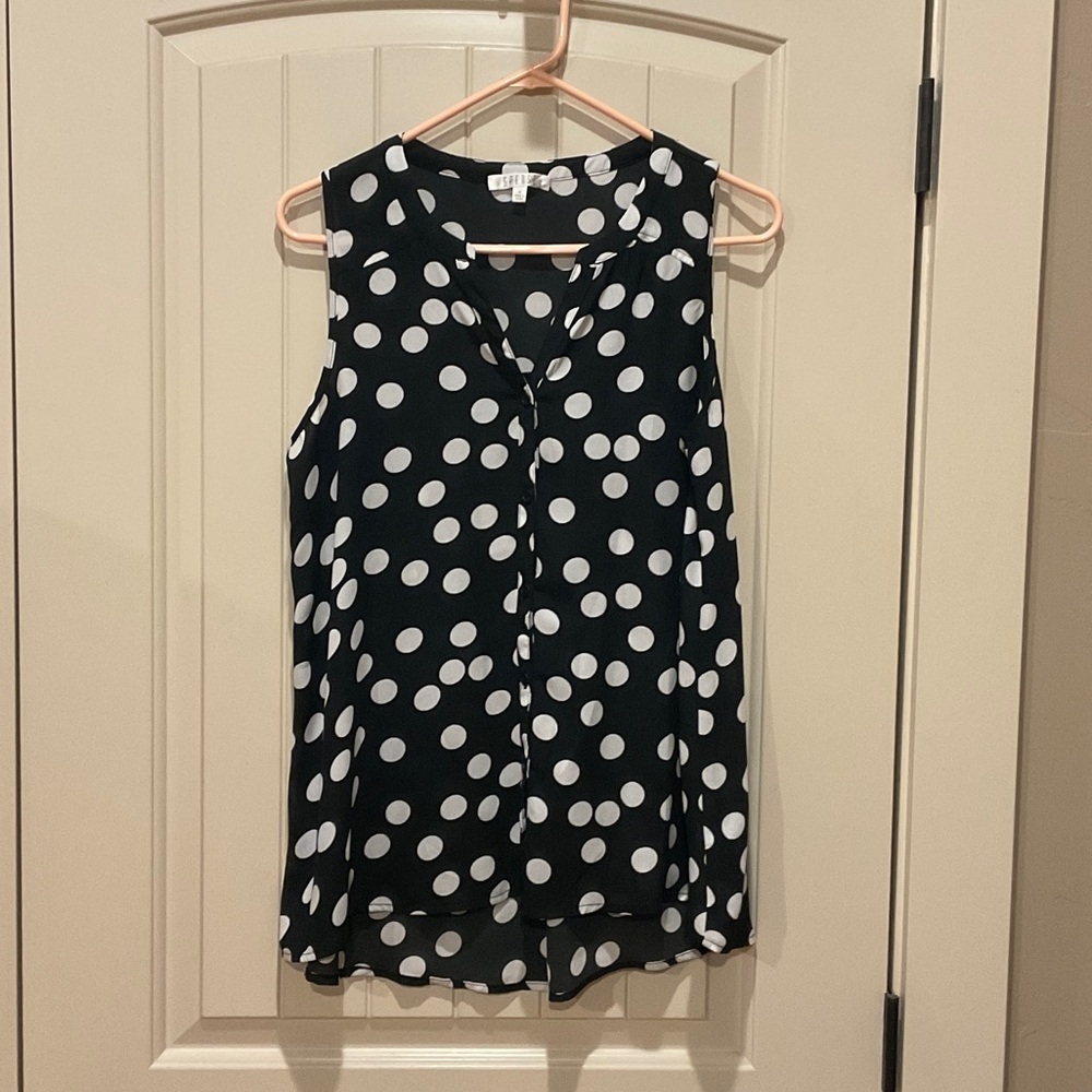Spense Black and White Polka Dot Blouse